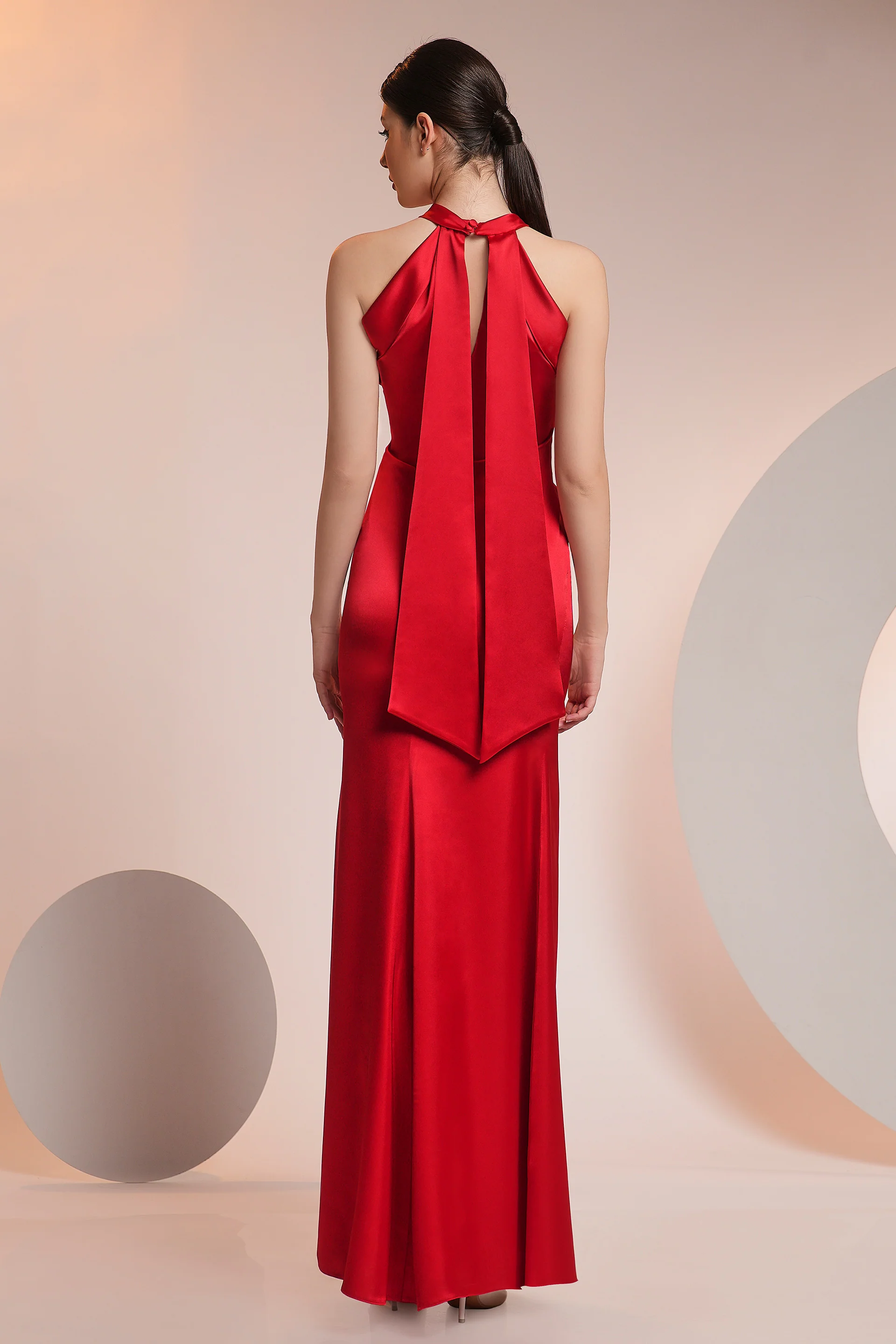Rochie lunga sirena din satin cu trena CA1395 - Image 2
