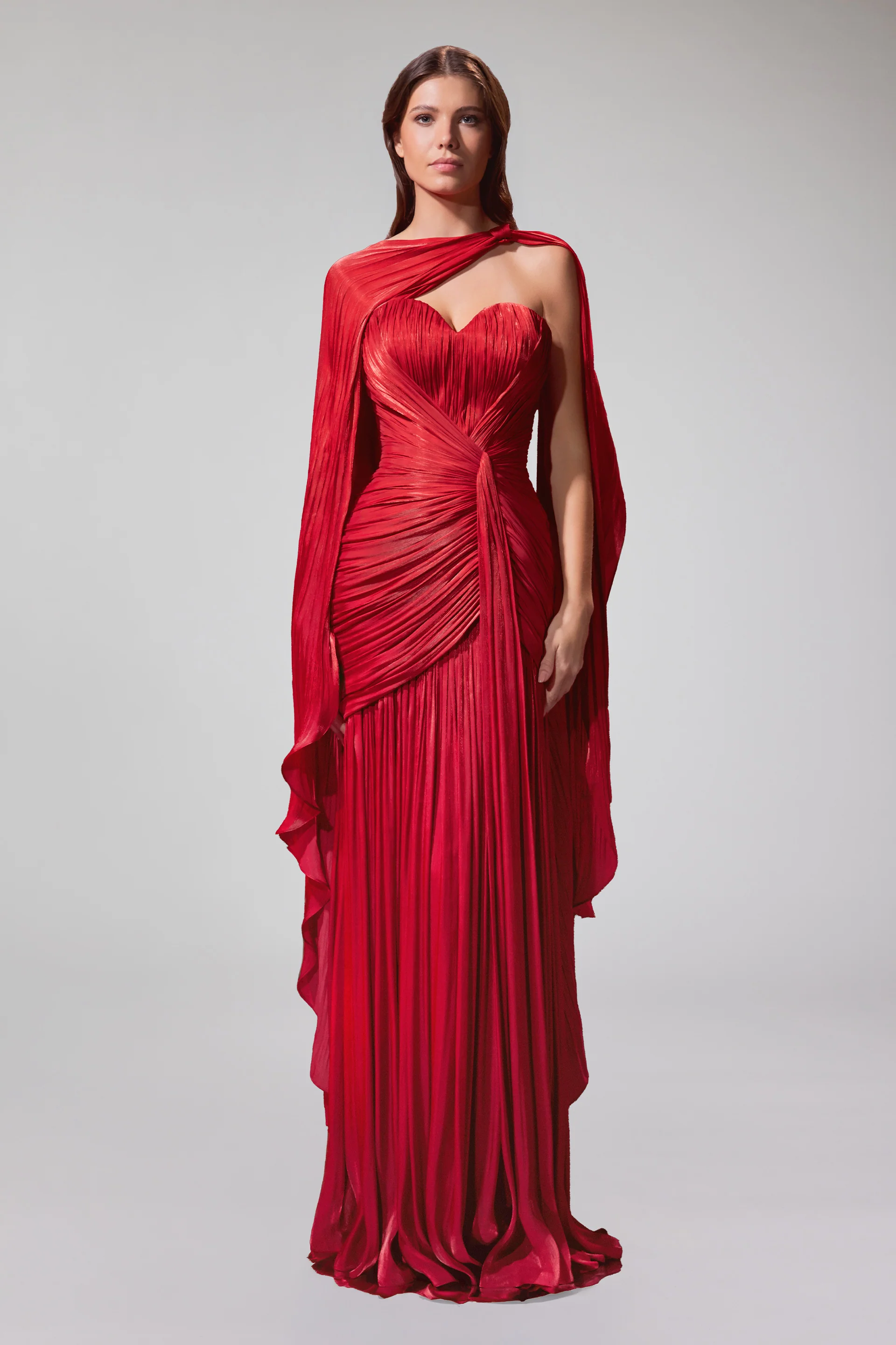 Rochie lunga spectaculoasa din chiffon de matase metalizat Icon CA198