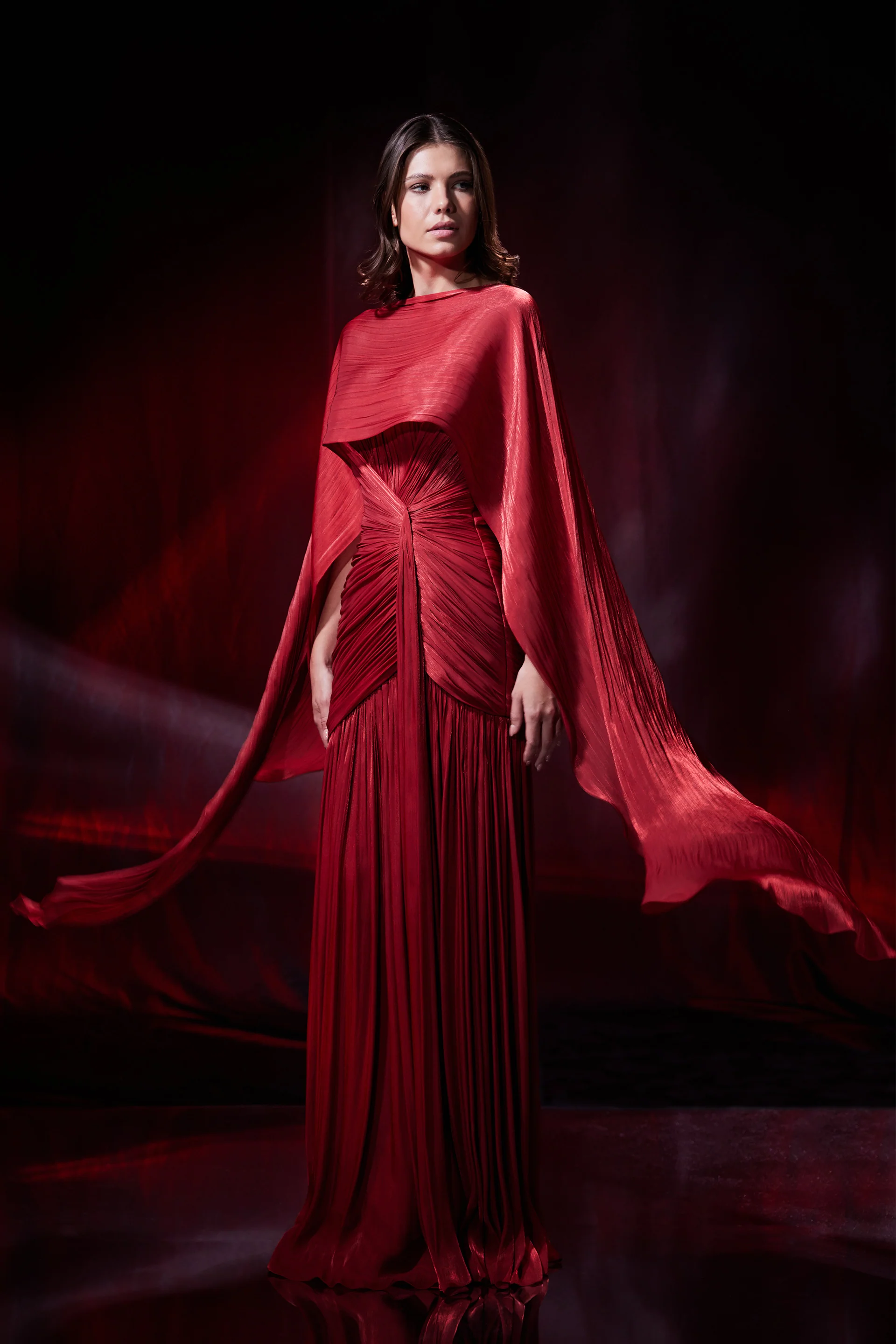 Rochie lunga spectaculoasa din chiffon de matase metalizat Icon CA198 - Image 10