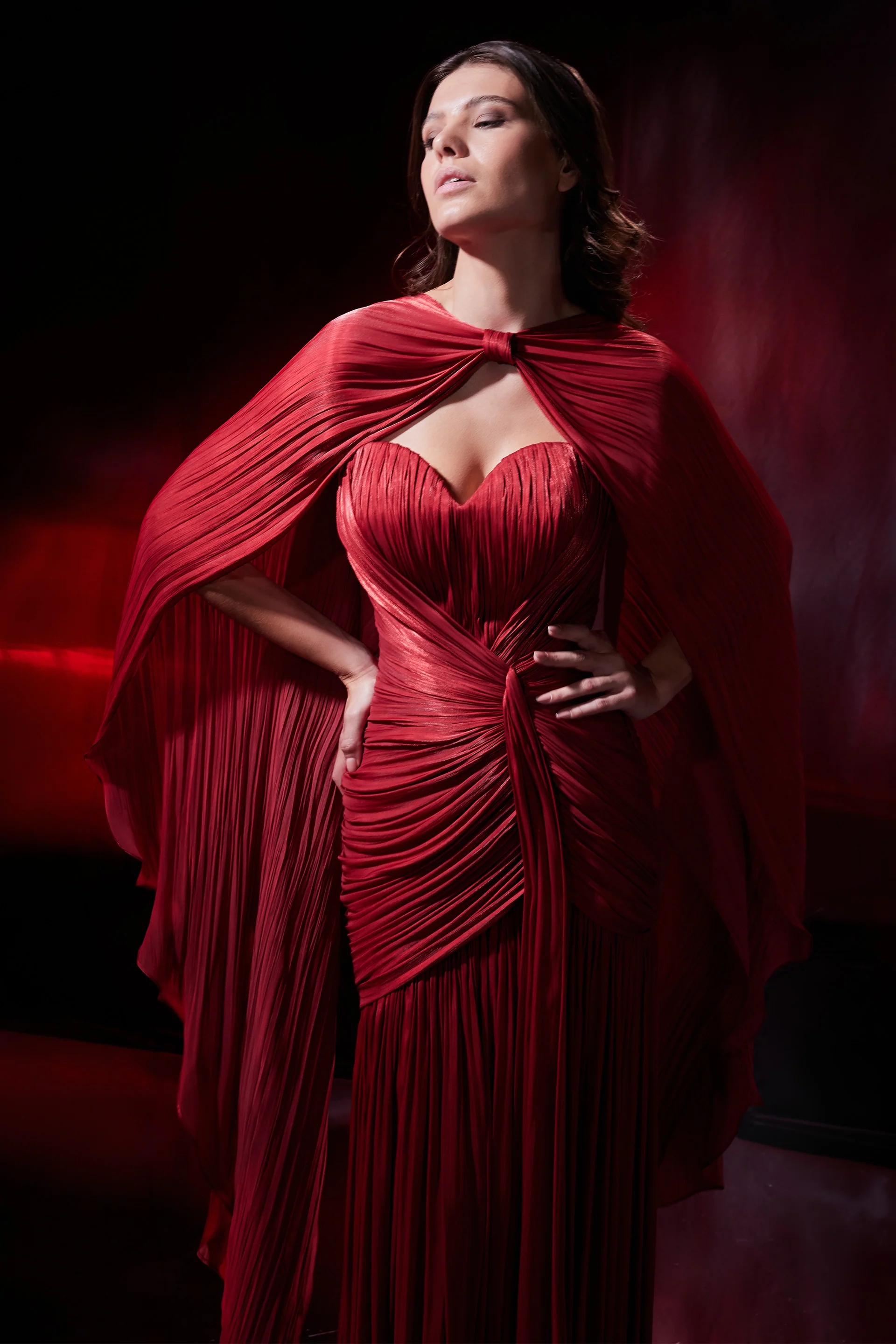 Rochie lunga spectaculoasa din chiffon de matase metalizat Icon CA198 - Image 11