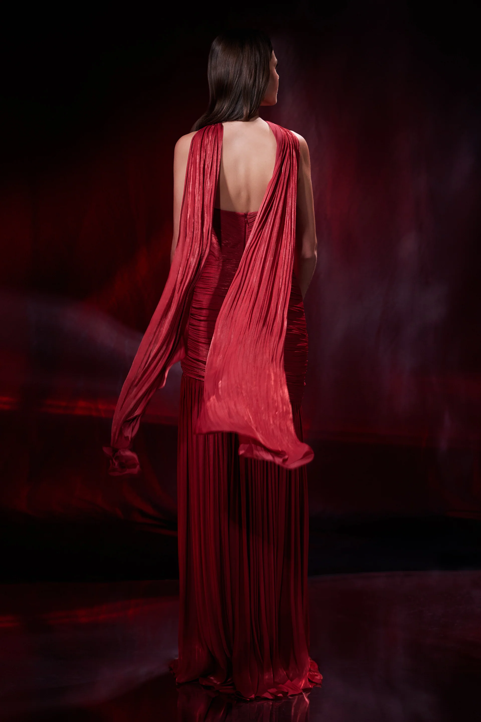 Rochie lunga spectaculoasa din chiffon de matase metalizat Icon CA198 - Image 16