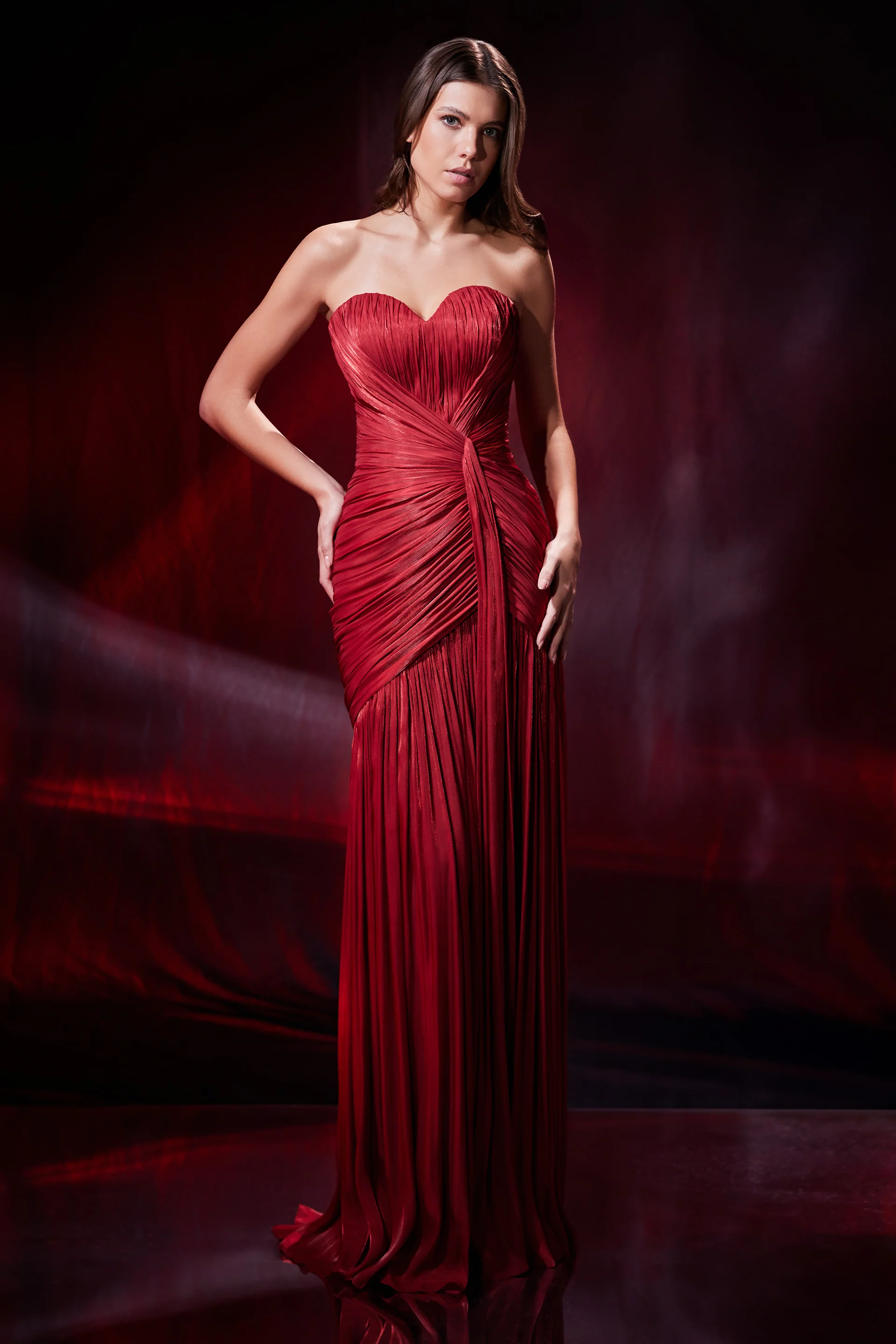 Rochie lunga spectaculoasa din chiffon de matase metalizat Icon CA198 - Image 2