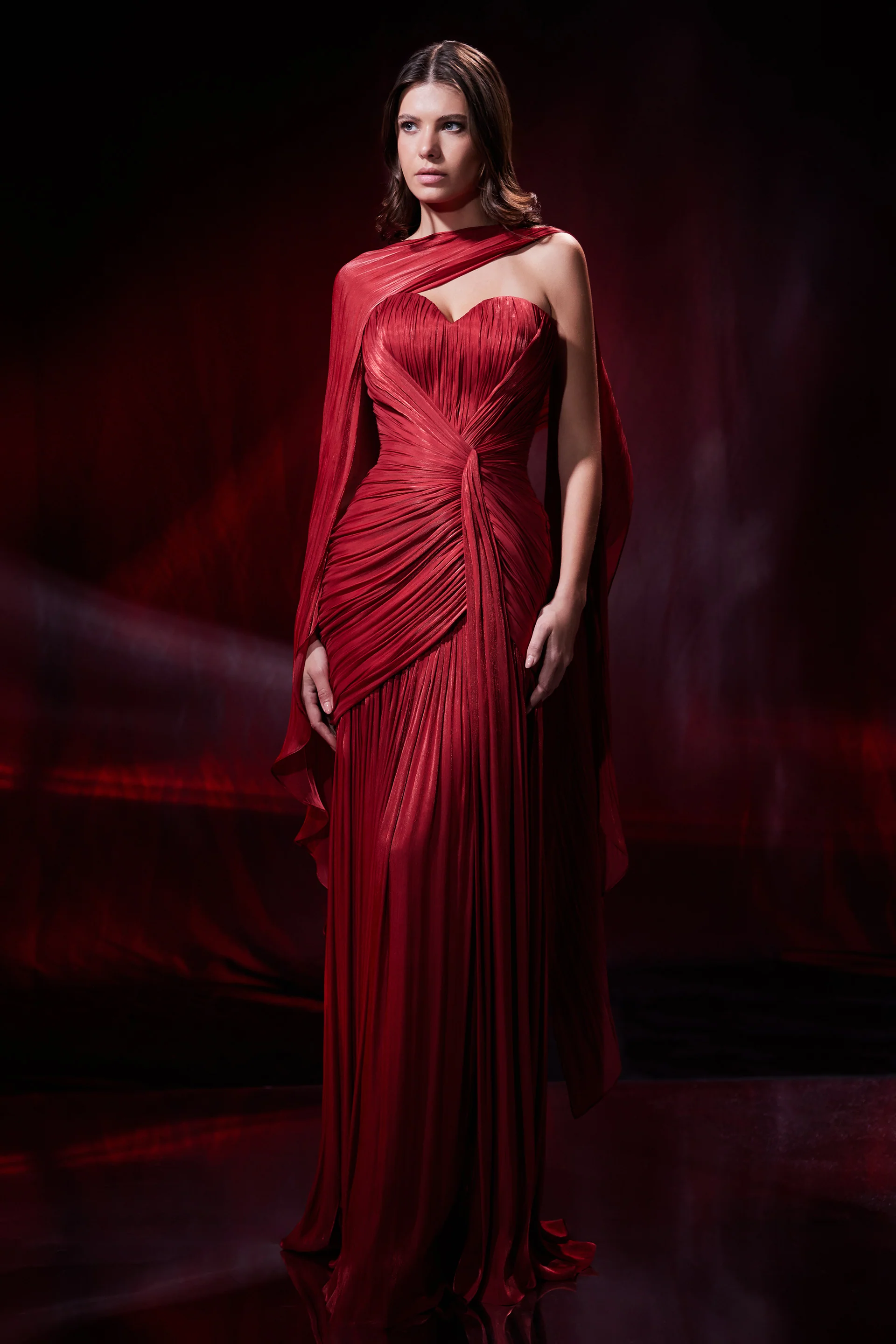 Rochie lunga spectaculoasa din chiffon de matase metalizat Icon CA198 - Image 5