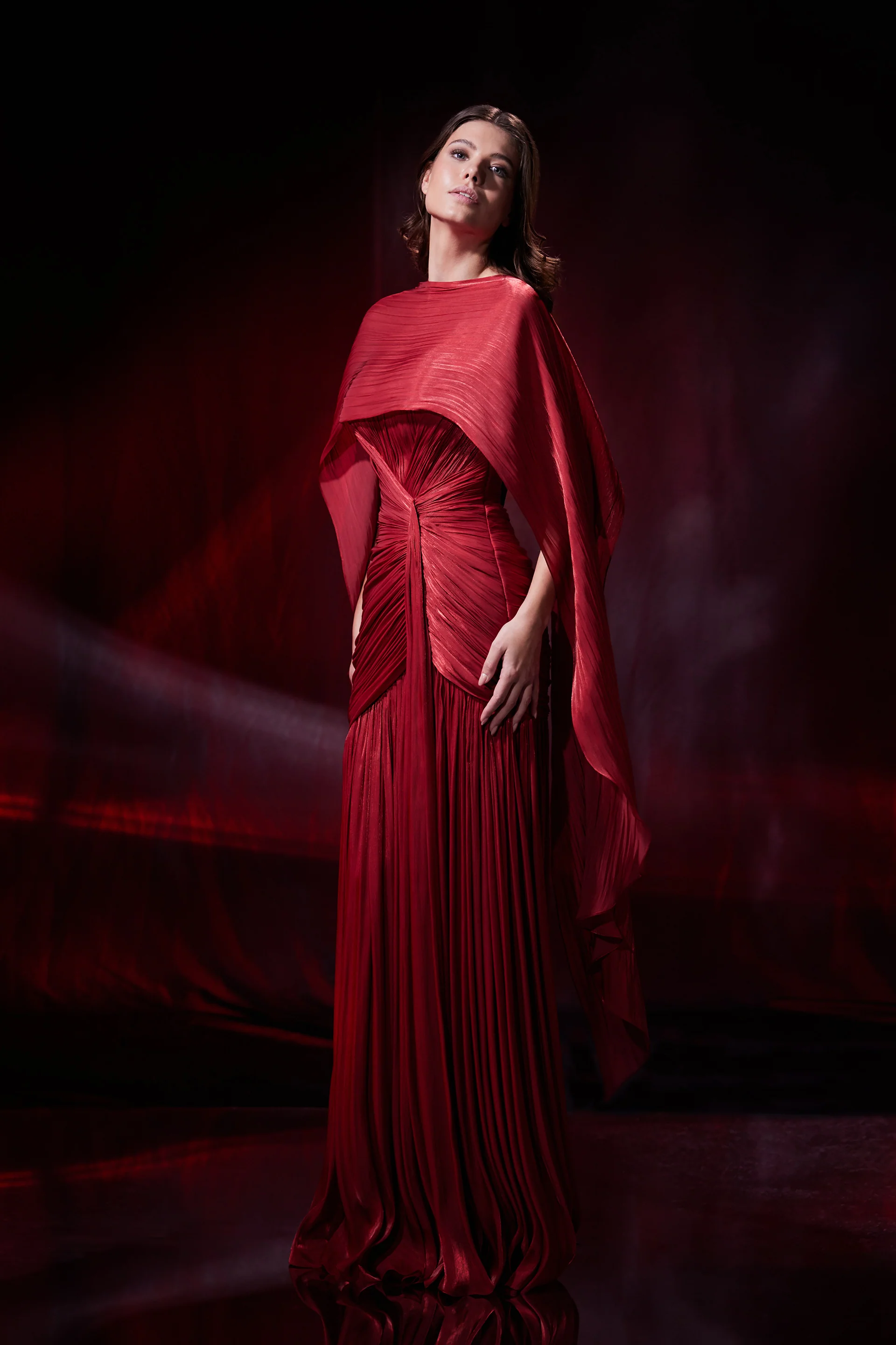Rochie lunga spectaculoasa din chiffon de matase metalizat Icon CA198 - Image 8