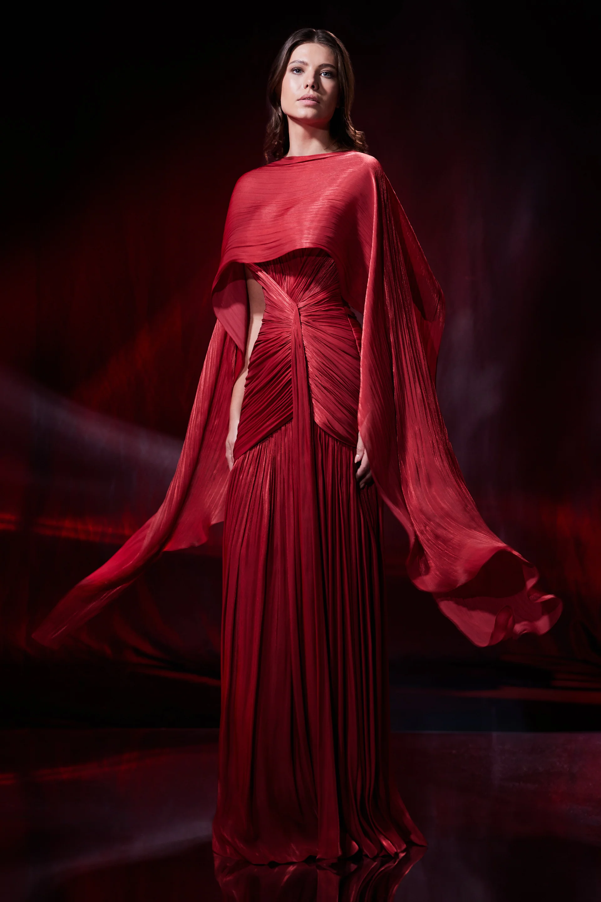 Rochie lunga spectaculoasa din chiffon de matase metalizat Icon CA198 - Image 9