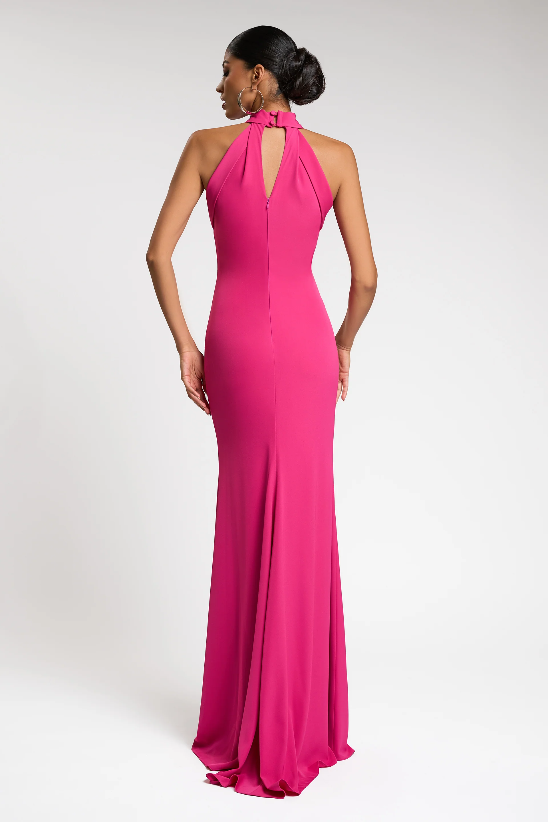 Rochie lunga tip sirena, cu trena, confectionata din stretch-crepe Salvadora CA124 - Image 2