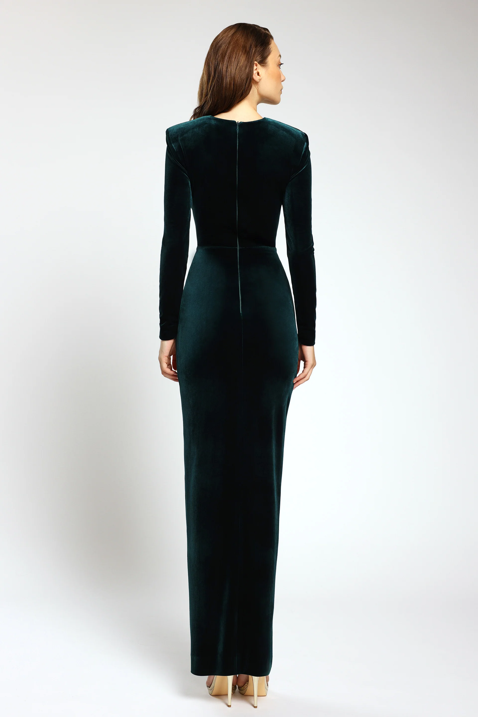 Rochie midi de cocktail din catifea cu slit frontal Vera CA172 - Image 8