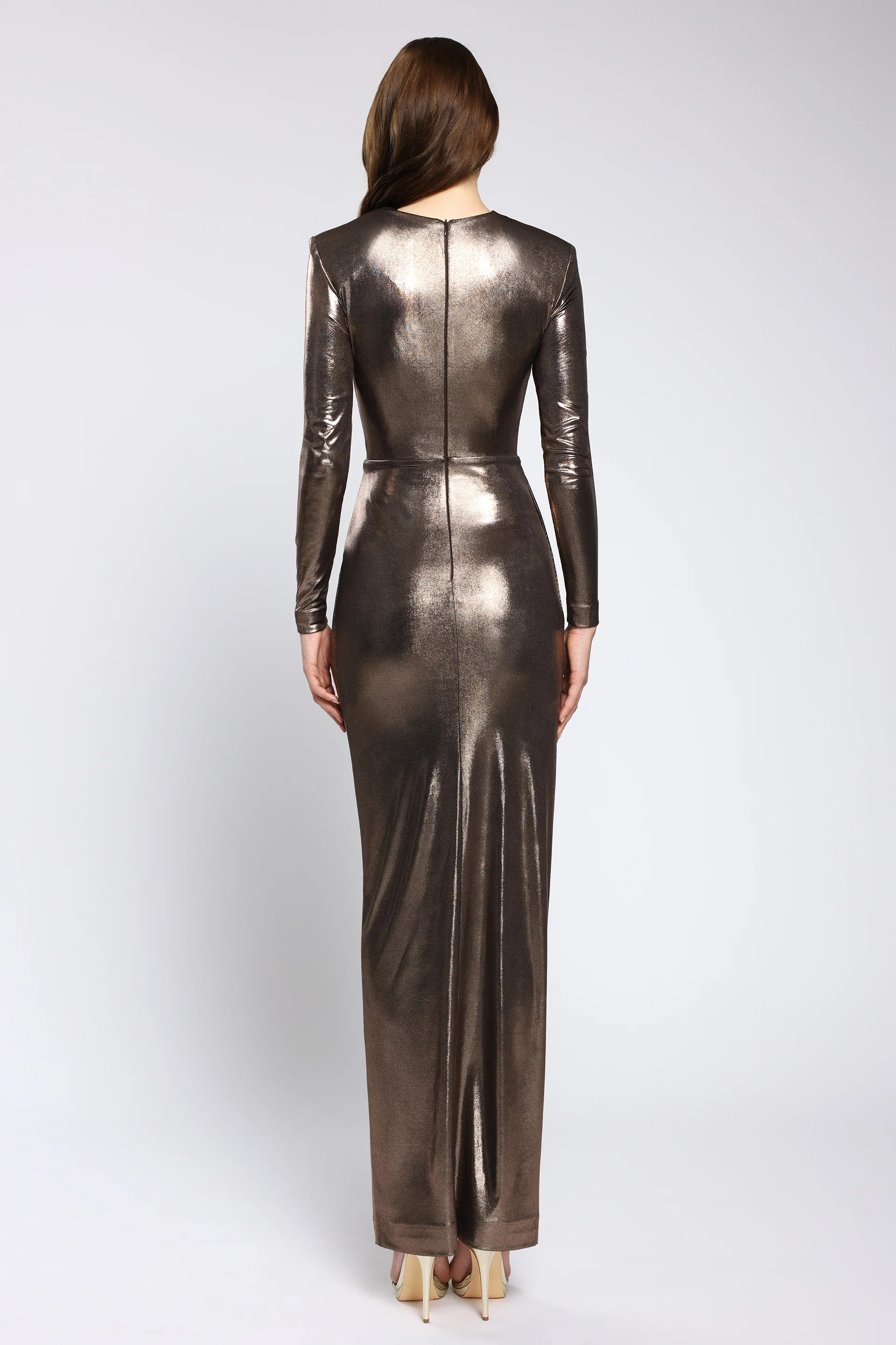 Rochie midi din lycra metalic Ornella CA179 - Image 2