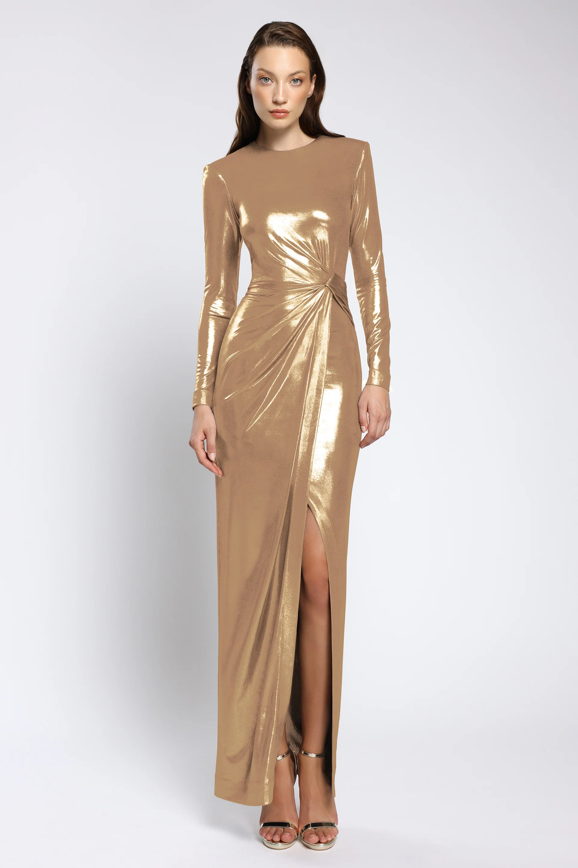 Rochie midi din lycra metalic Ornella CA179 - Image 9