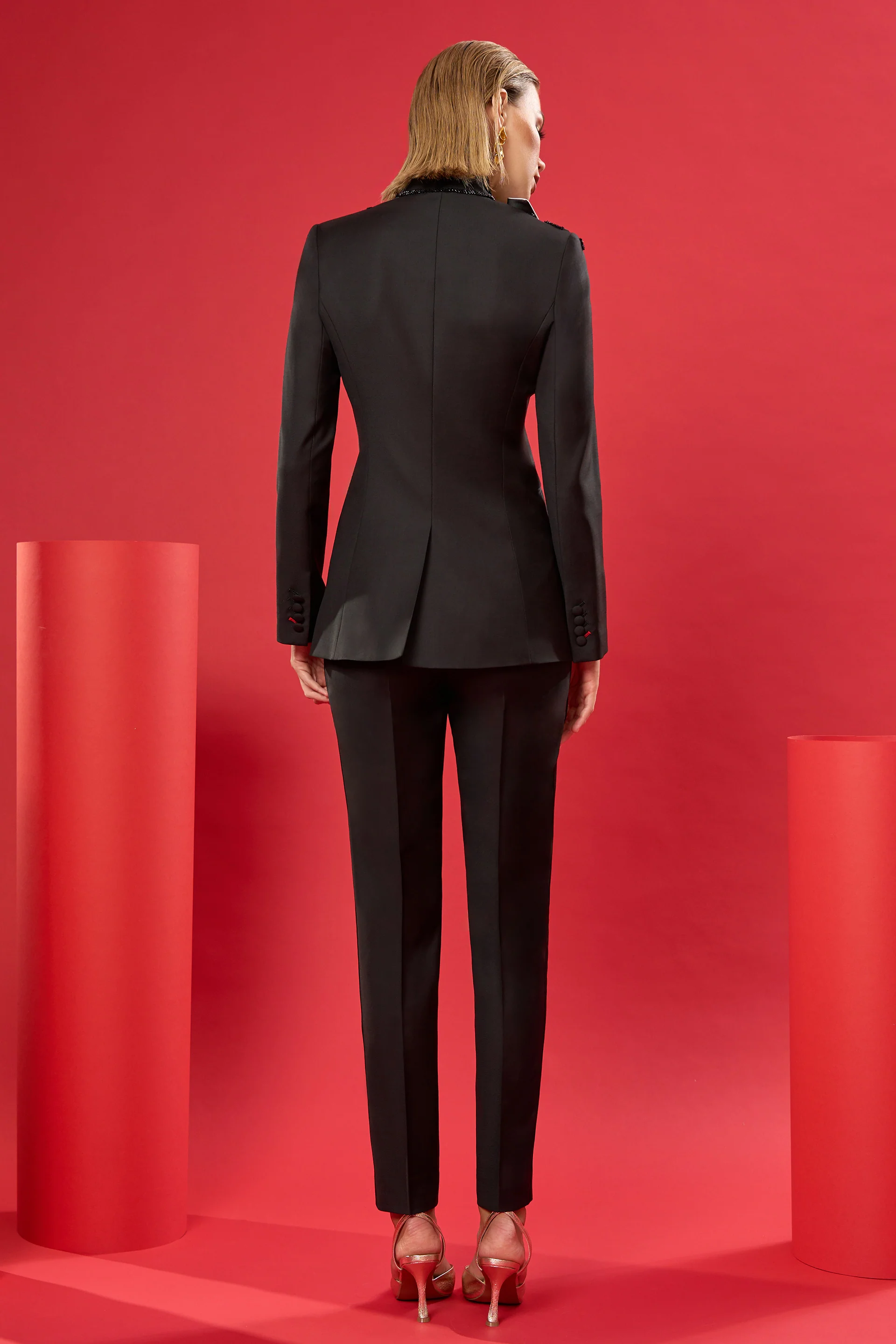 Sacou din lana premium cu detalii 3D haute-couture Sophistication C108 - Image 4