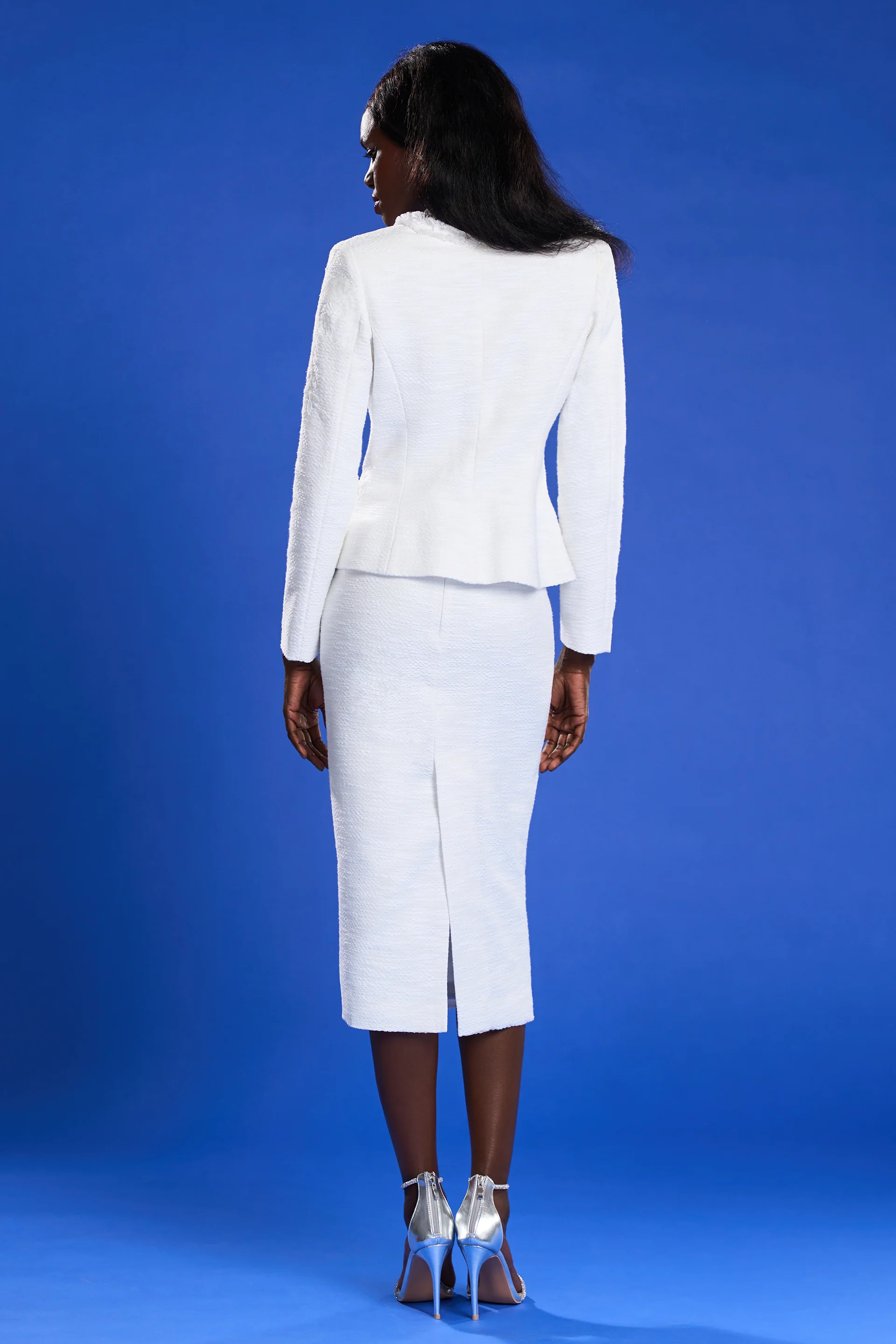 Sacou realizat din tweed si dantela cu aplicatii Jackie C141 - Image 3